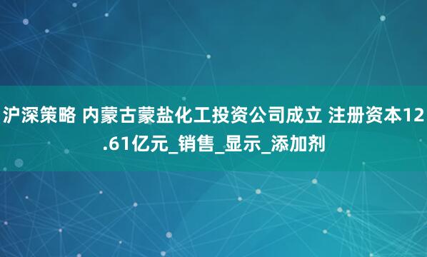 沪深策略 内蒙古蒙盐化工投资公司成立 注册资本12.61亿元_销售_显示_添加剂